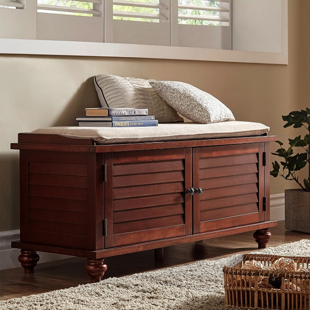 Craftsman Espresso Shutter Door Storage Bench