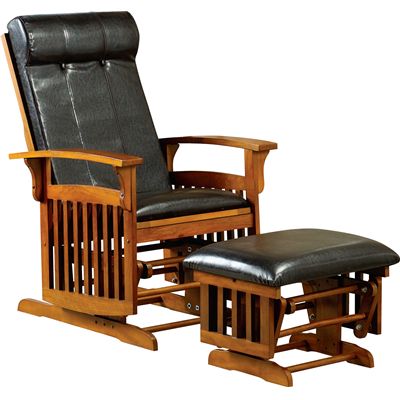 Mission Style Living Room on Mission Glider Rocker Chair Ottoman Black Or Burgandy