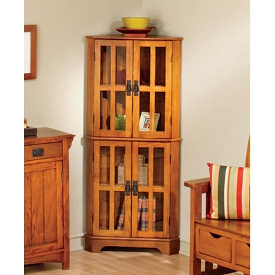 Mission Style Rooms on Mission Craftsman Four Door Oak Corner Cabinet