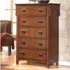 Birch Mission Craftsman 5 Drawer Dresser Chest