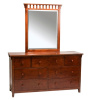 Mission Cherry Seven Drawer Dresser w/Mirror