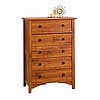 Mission Shaker Oak 5 Drawer Dresser Chest