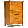 Shaker Mission Solid Wood Honey 5 Drawer Dresser Chest