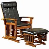 Mission Glider Rocker Chair & Ottoman - Black or Burgandy