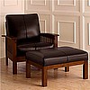 Leather Mission Oak Morris Ottoman