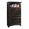 Antiqued Black Mission Computer Armoire