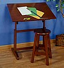 Craftsman Walnut Drafting Table & Stool