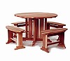 Solid Cedar Wood Round Picnic Table Set