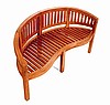 Teak Finish Wood Outdoor Curved Bench