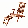 Teak Finish Hardwood Outdoor Steamer Recliner Lounge