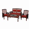 Dark Teak Oiled 4pc Mission Set w/Cushions & Firepit