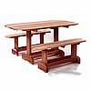 Solid Cedar Wood Oval Picnic Table Set