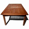 Teak Finish Slat Coffee Cocktail Table