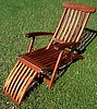 Teak Finish Wood Steamer Lounge Deck Chair