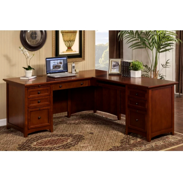 Mission Craftsman Cherry Corner L-Shaped Desk