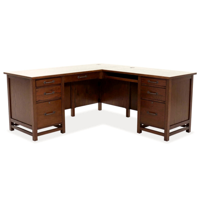 Mission Craftsman Dark Oak Corner L-Shaped Desk