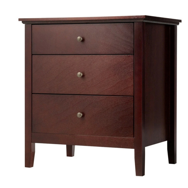 3 Drawer Brown Shaker Mission Nightstand