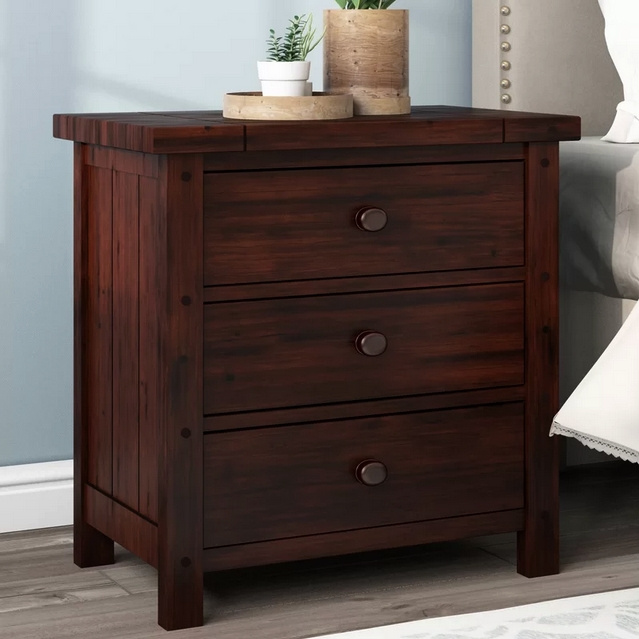 Chestnut Craftsman Mission 3 Drawer Nightstand