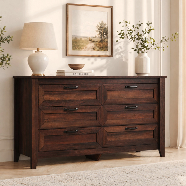 Espresso Shaker 6 Drawer Dresser