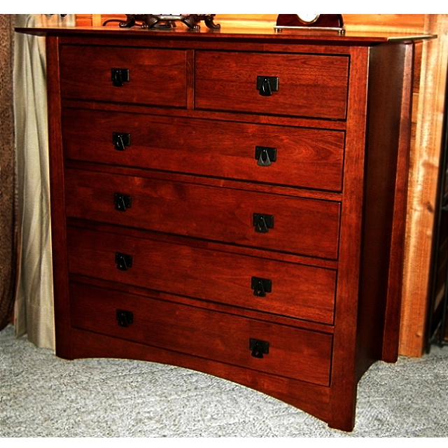 Mission Chestnut 6 Drawer Dresser Chest