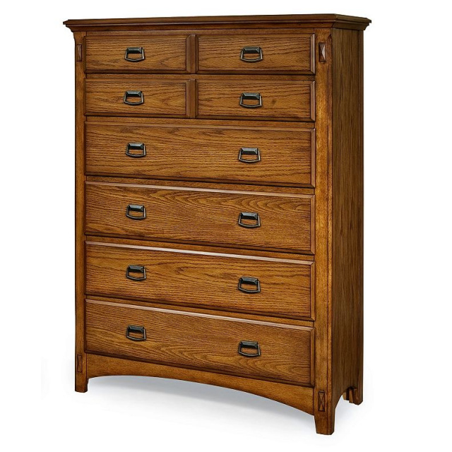 Mission Craftsman Oak 6 Drawer Dresser Chest