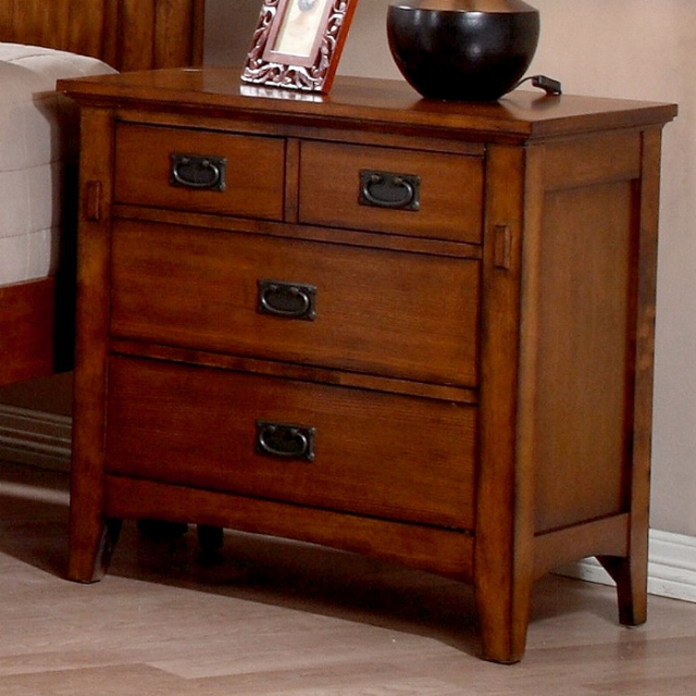 Mission Craftsman Oak 4 Drawer Nightstand