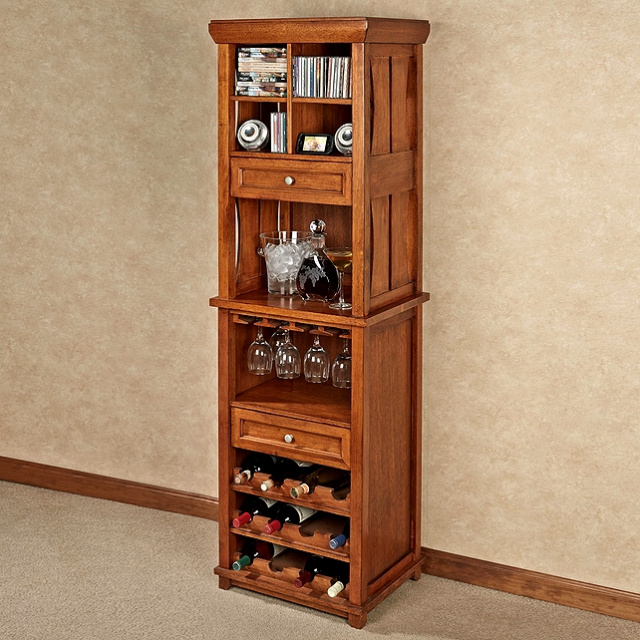 Craftsman Cherry Wine Rack Bar Cabinet