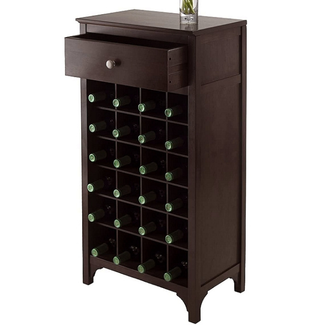 Mission Shaker Walnut or Espresso Wine Rack Cabinet Bar
