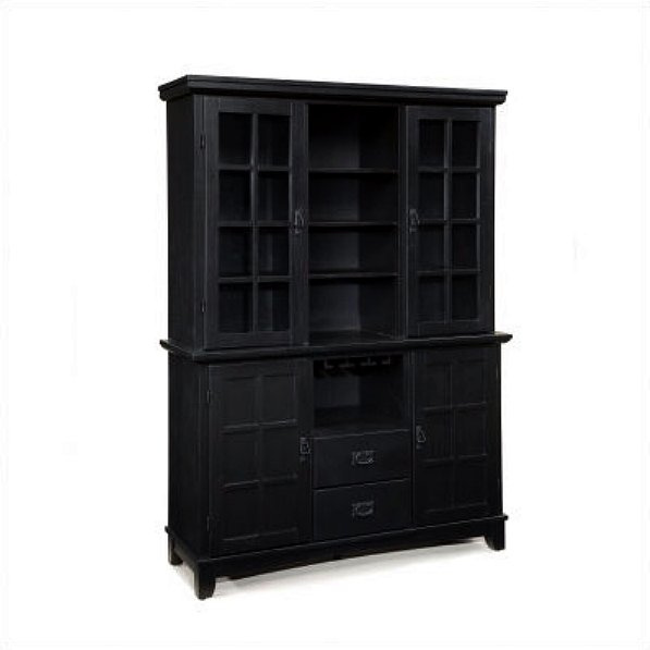 Mission Craftsman Black Lowboy Sideboard w/Hutch