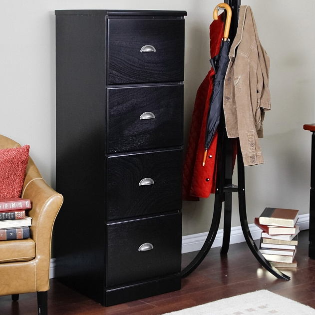 Mission Craftsman Shaker Black 4 Drawer File Cabinet