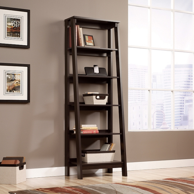 Espresso Shaker Trestle 6 Tier Bookcase 