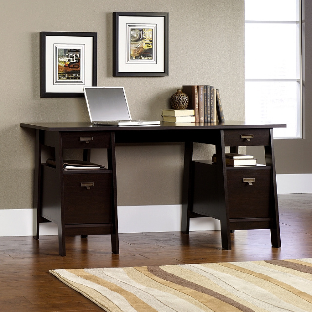 Espresso Shaker Executive Trestle Desk