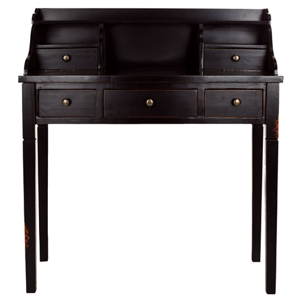 Shaker Antiqued Black Secretary Desk