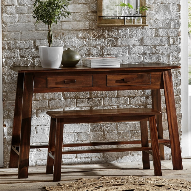 Shaker Rustic Pine Desk & Bench Set