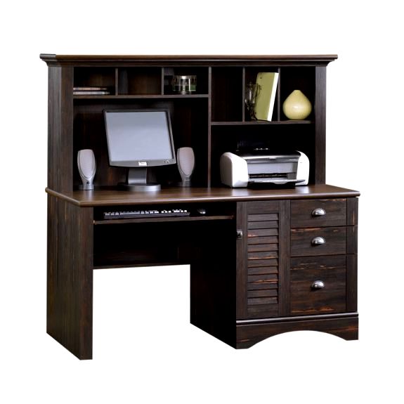 Antiqued Black Deluxe Mission Computer Desk