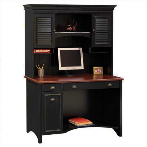 Shaker Antique Black & Cherry Computer Desk w/Hutch