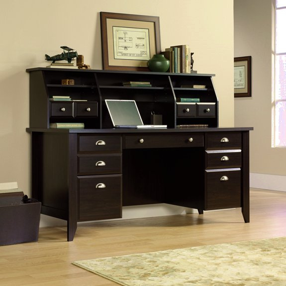 Espresso Shaker Executive Computer Desk w/Hutch