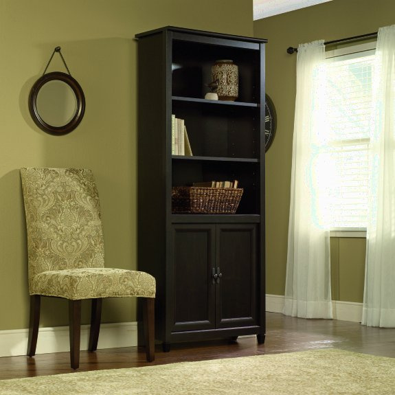 Warm Black Shaker Bookcase w/Doors