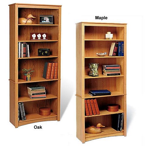 Mission Shaker Six Shelf Oak or Maple Bookcase