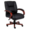 Mahogany & Leather Style Mid-Back Executive Chair