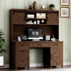Craftsman Rustic Walnut Desk with Hutch
