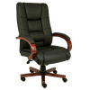 Deluxe Leather & Cherry Wood High-Back Office Chair