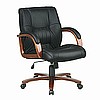 Deluxe Leather & Cherry Wood Office Chair